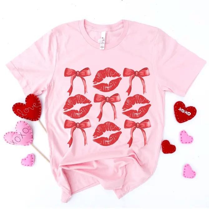 Lip Collage T-Shirt Valentines Day Tshirt Valentines Collage Tee Soft Print Shirt Sublimation Print Tee Casual Fashion...