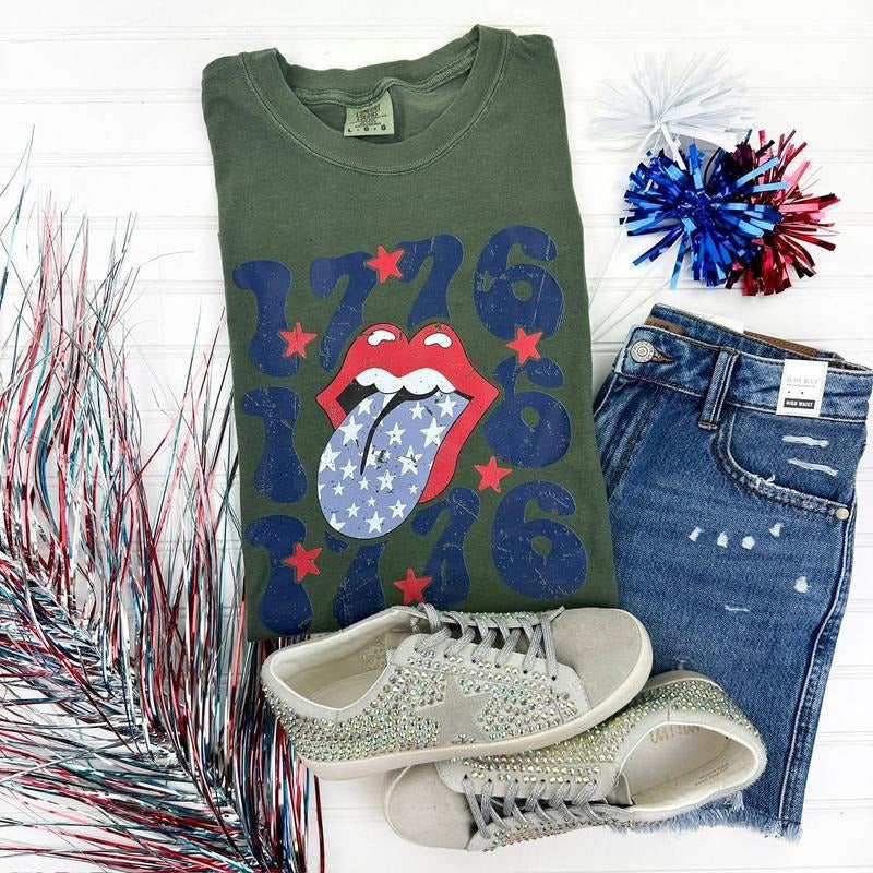 Lips 1776 Patriotic Comfort Colors T-Shirt 'NLB' Hoodie, Sweatshirt | WearSparks.com