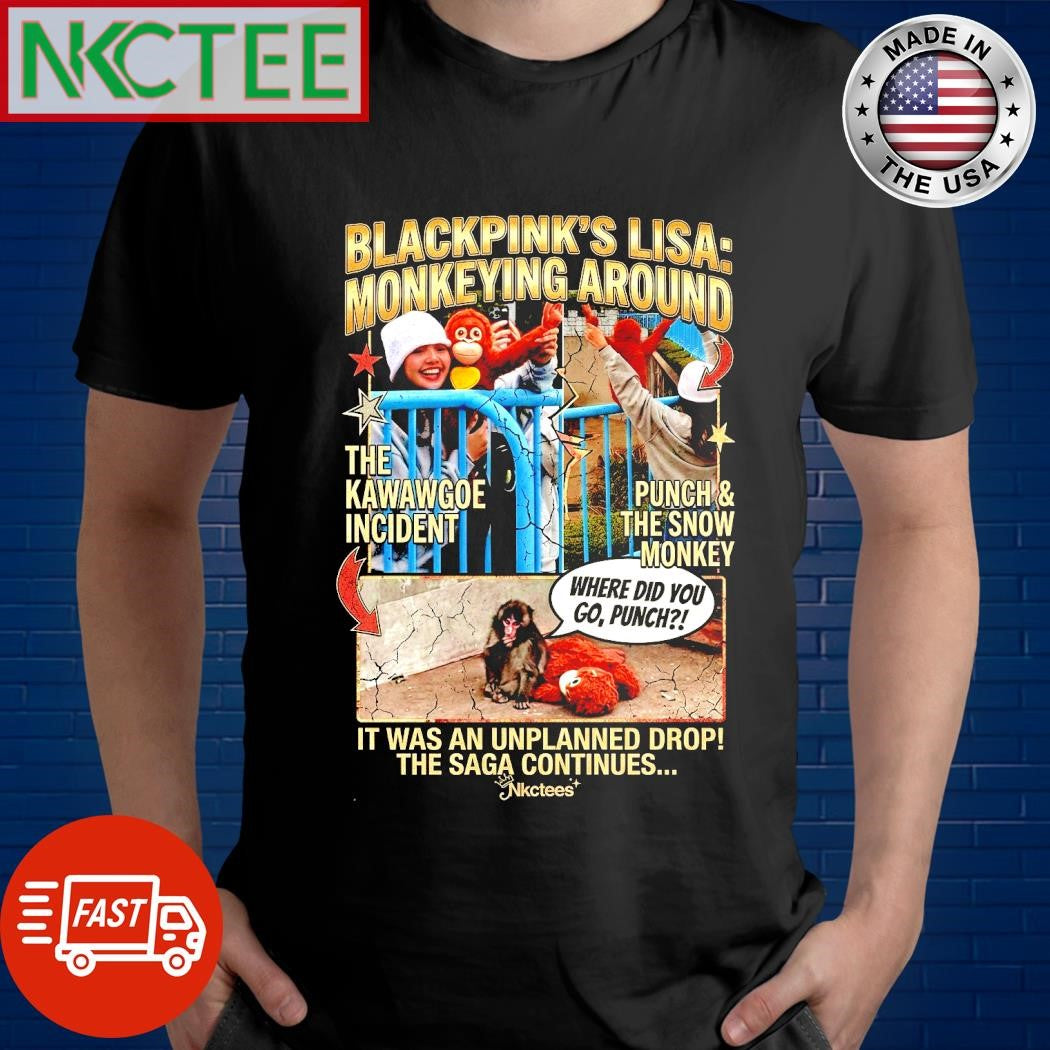Lisa Blackpink Punch Monkey Around T-Shirt – Vintage 90s Bootleg Streetwear – Nkctees Exclusive