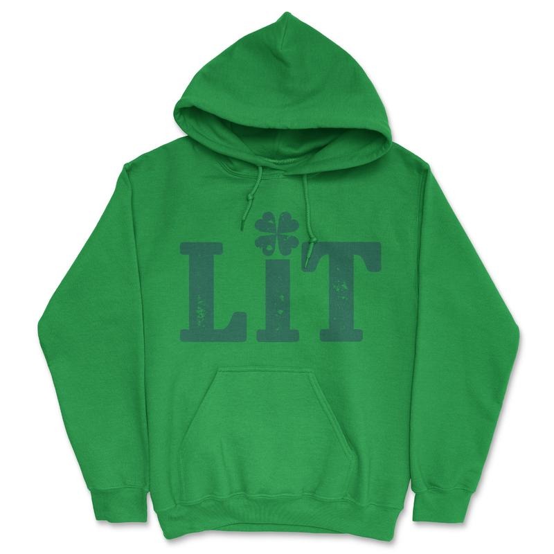 Lit Shamrock Unisex Hoodie Funny Day Drinking Saint Pattys Day Partying Joke Hooded Sweatshirt Funny Hoodies Saint...