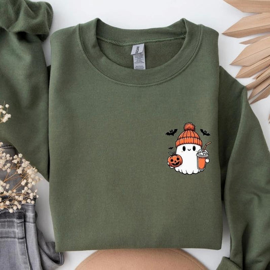 Little Ghost Ice Coffee Shirt, Ghost Sweatshirt, Halloween Tee, Cute Ghost Shirt, Little Ghost Ice Coffee...