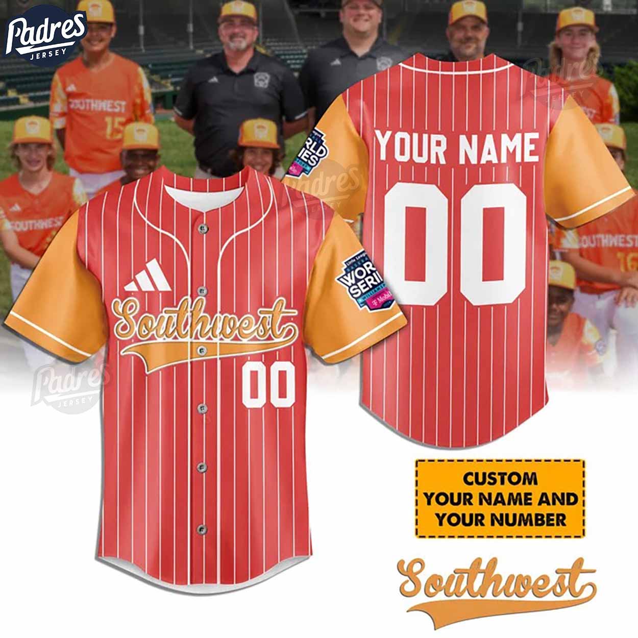 Little League Southwest Team Baseball Jersey - Padres Jersey Oasis: Elevate Your Baseball Style Game T-Shirts,... (Image 1)