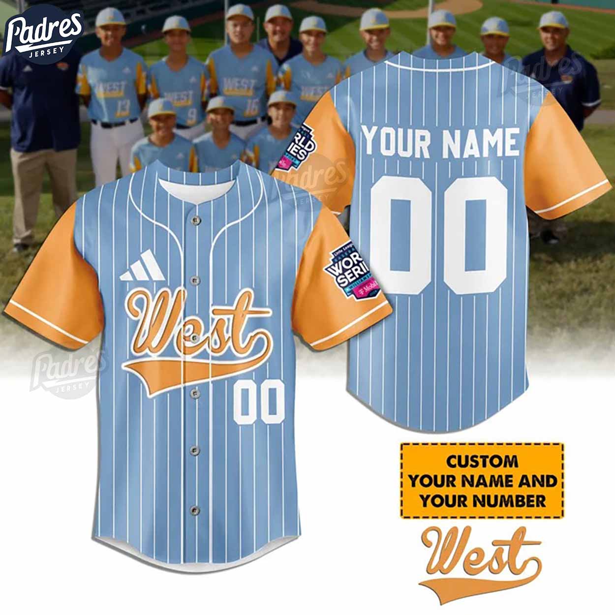 Little League West Team Baseball Jersey - Padres Jersey Oasis: Elevate Your Baseball Style Game T-Shirts,... (Image 1)