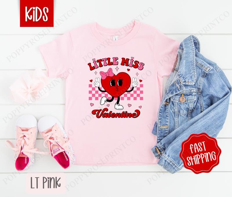 Little Miss Valentine Kids Shirt - Valentine's Day Children's Tshirt - Youth Tee Gildan Hoodie, Sweatshirt | WearSparks.com
