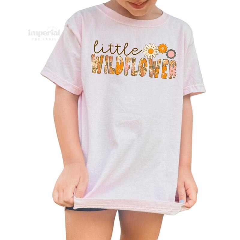 Little Wildflower Youth Sweatshirt and Kid's Comfort Colors T-Shirt, Boho Girl Crewneck, Soft Floral Pullover, Cute Kids...