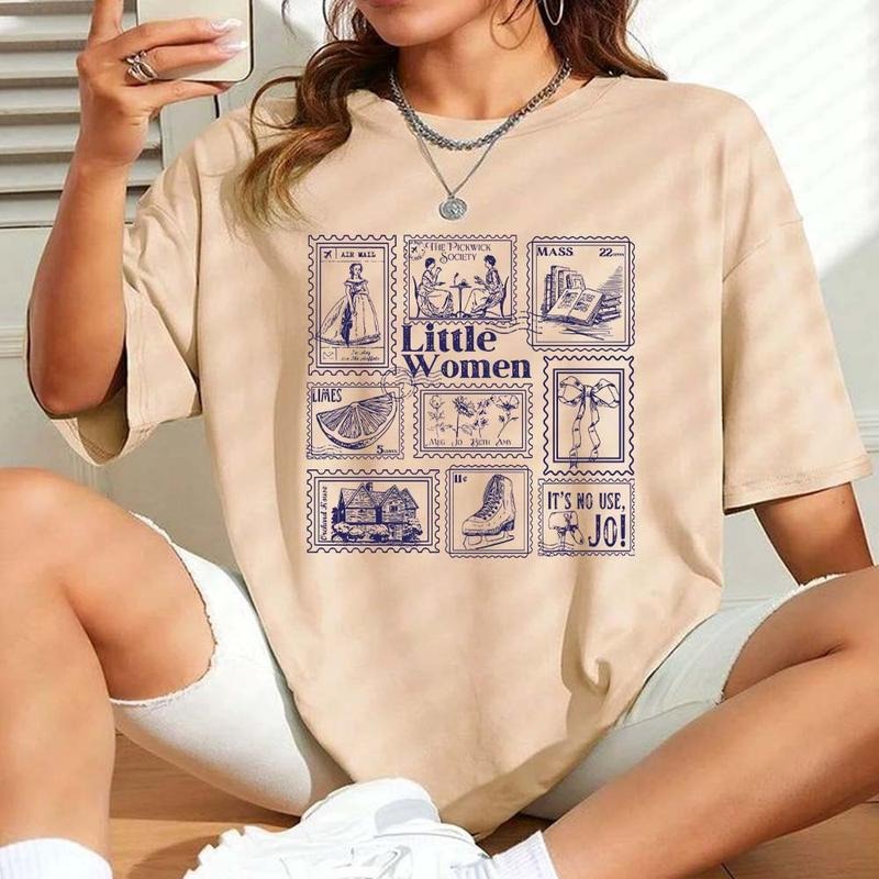 Little Women Graphic Stamps Vintage T-Shirt, Little Women Merch With March Sisters & Laurie Sweatshirt, Book Lovers...