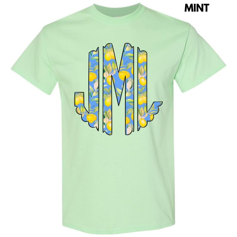 Lively Lemons Monogram Gildan Short Sleeve T-Shirt 'NLB' Hoodie, Sweatshirt | WearSparks.com