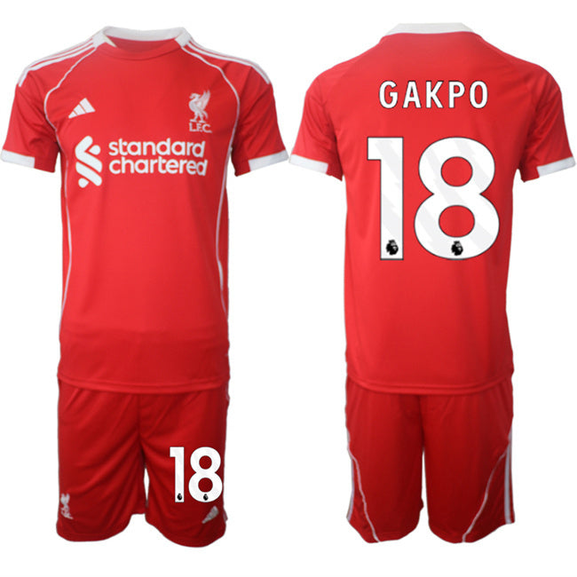 Liverpool #18 Cody Gakpo 2025 Red Home Soccer Jersey Suit