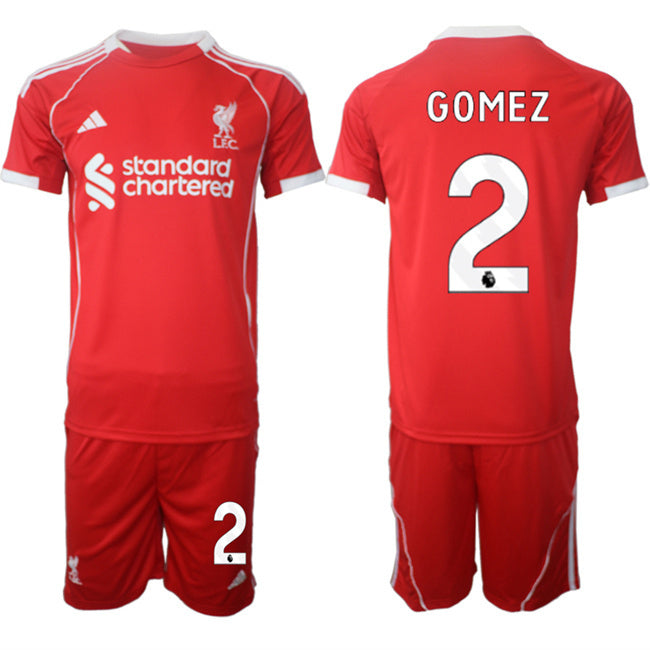 Liverpool #2 Joe Gomez 2025 Red Home Soccer Jersey Suit