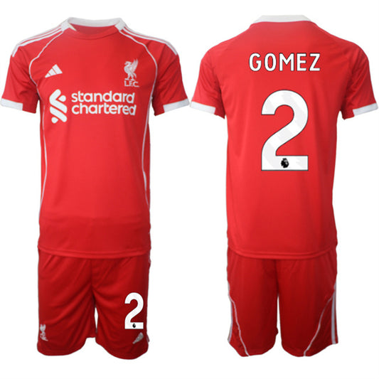 Liverpool #2 Joe Gomez 2025 Red Home Soccer Jersey Suit
