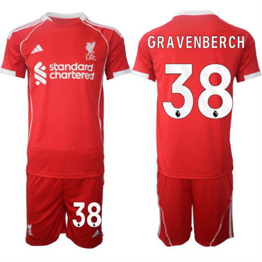 Liverpool #38 Ryan Gravenberch 2025 Red Home Soccer Jersey Suit