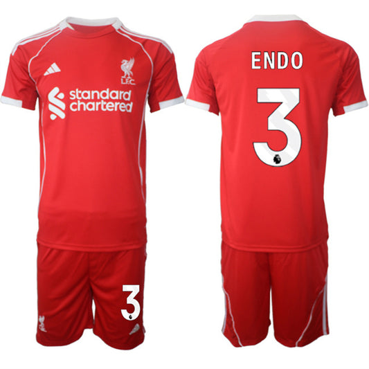 Liverpool #3 Wataru Endo 2025 Red Home Soccer Jersey Suit