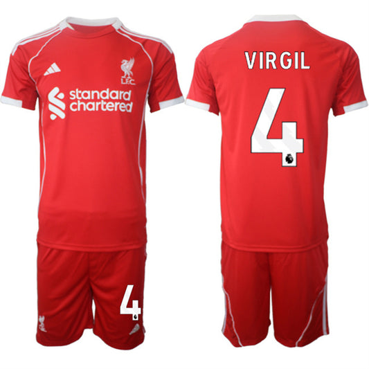 Liverpool #4 Virgil 2025 Red Home Soccer Jersey Suit