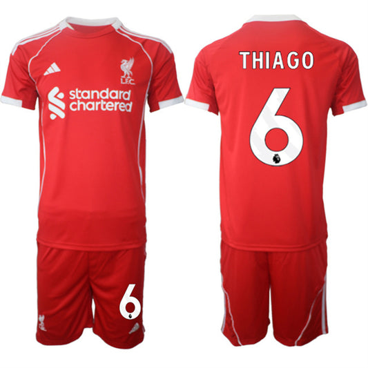 Liverpool #6 Thiago 2025 Red Home Soccer Jersey Suit