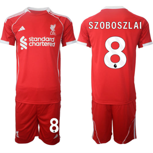 Liverpool #8 Dominik Szoboszlai 2025 Red Home Soccer Jersey Suit