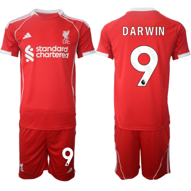 Liverpool #9 Darwin 2025 Red Home Soccer Jersey Suit