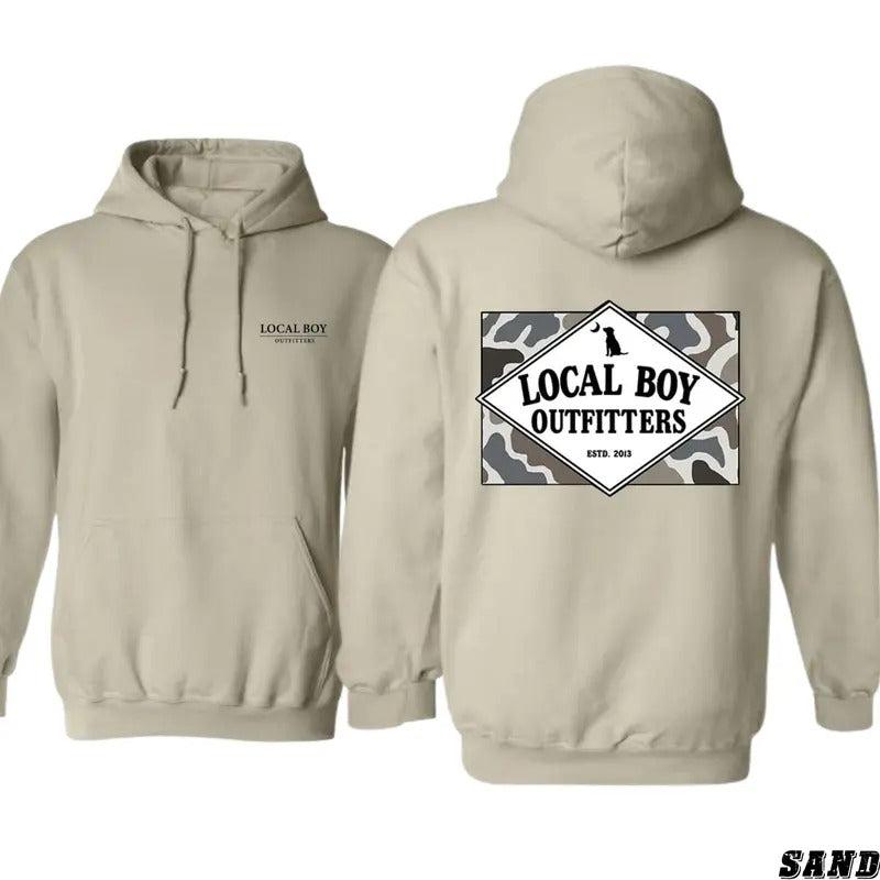 Local Boy Outfitters Camo Hoodie - Classic Outdoor Design for Adventure Enthusiasts, Unisex Hoodie with Logo Graphic,...