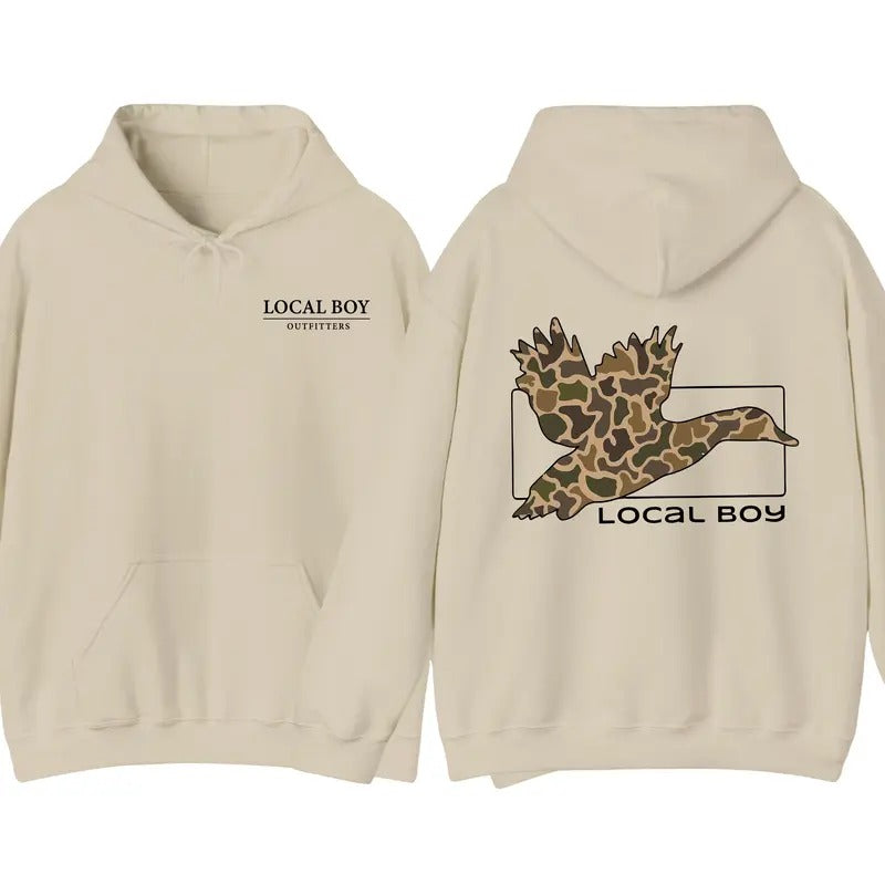 Local Boy Outfitters Hoodie - Camo Duck Graphics Hoodie, Perfect for Outdoor and Dog Lovers, Unisex Hoodie Comfort and...