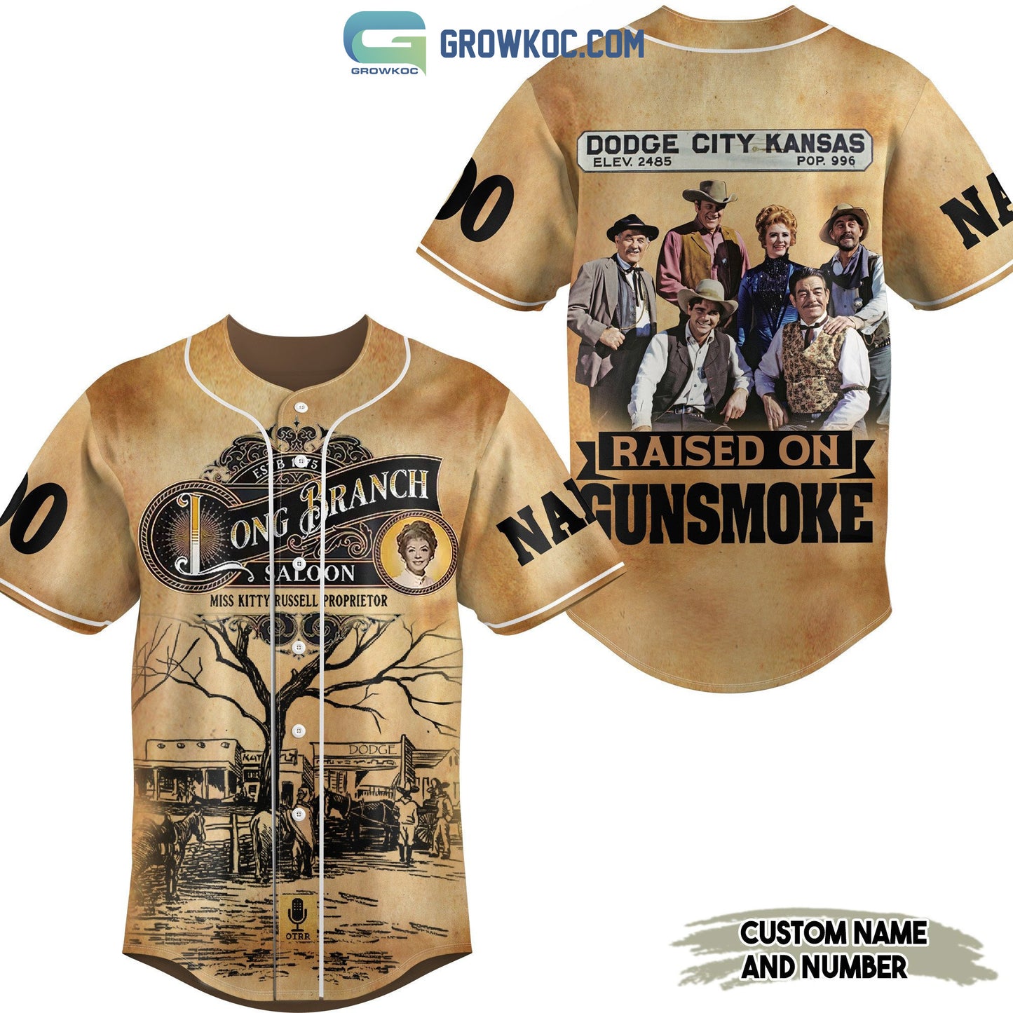 Long Branch Dodge City Kansas Raised On Gunsmoke Personalized Baseball Jersey