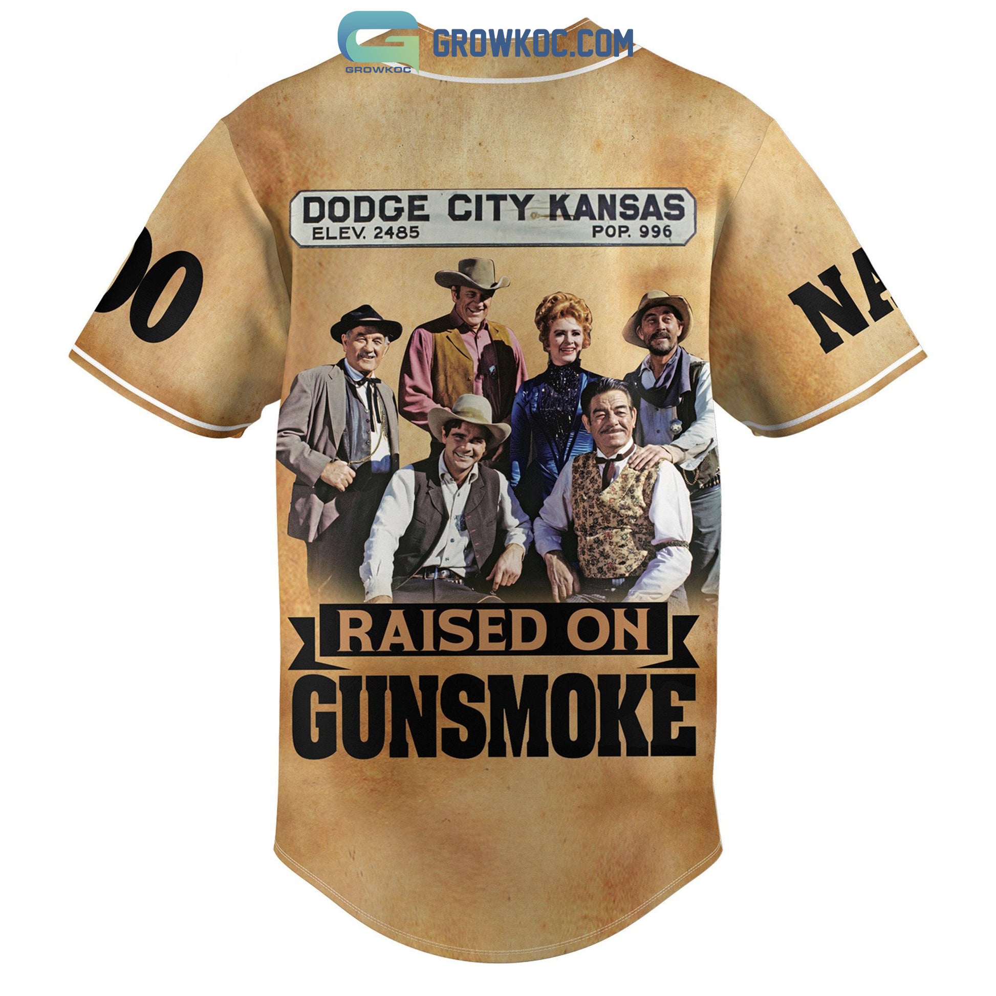 Long Branch Dodge City Kansas Raised On Gunsmoke Personalized Baseball Jersey