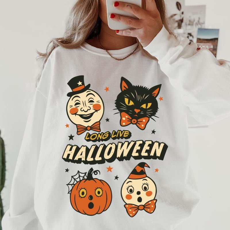 Long Live Halloween Sweatshirt ~ Unisex Apparel Relaxed Fit Printed In The USA Clothing Womenswear Casual Comfort Cotton...