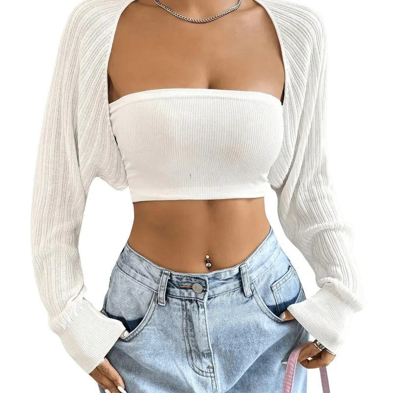 Long Sleeve Open Front Crop Cardigan Drop Shoulder Bolero Shrug Lightweight Sweater T-Shirts, Hoodie, Sweatshirt