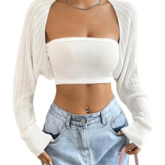 Long Sleeve Open Front Crop Cardigan Drop Shoulder Bolero Shrug Lightweight Sweater T-Shirts, Hoodie, Sweatshirt