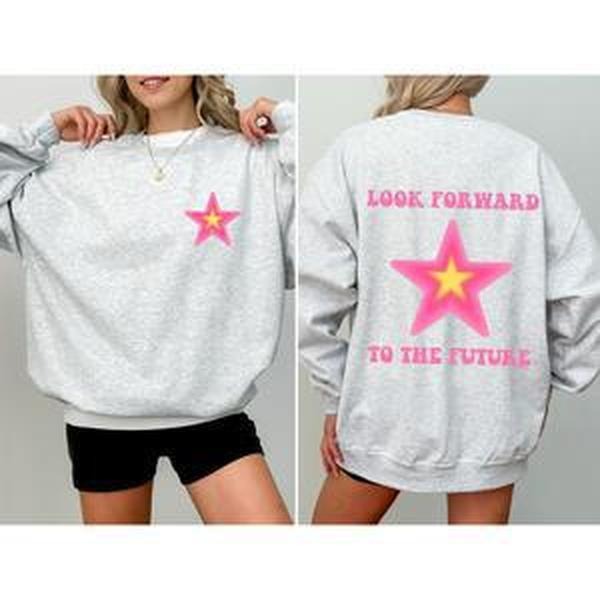 Look Forward To The Future, Retro, Aesthetic, Y2K Sweatshirt, Women's Crew Neck, Crewneck T-Shirts, Hoodie | WearSparks.com