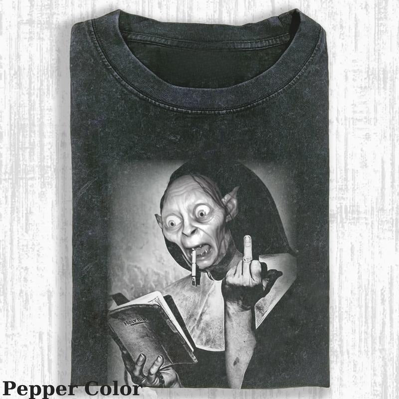 Lord of the Rings Vintage Tee, Gollum Read Book T-Shirt, Meme Cringe Funny Dumb Shirts, Unisex Movie Shirt Menswear...