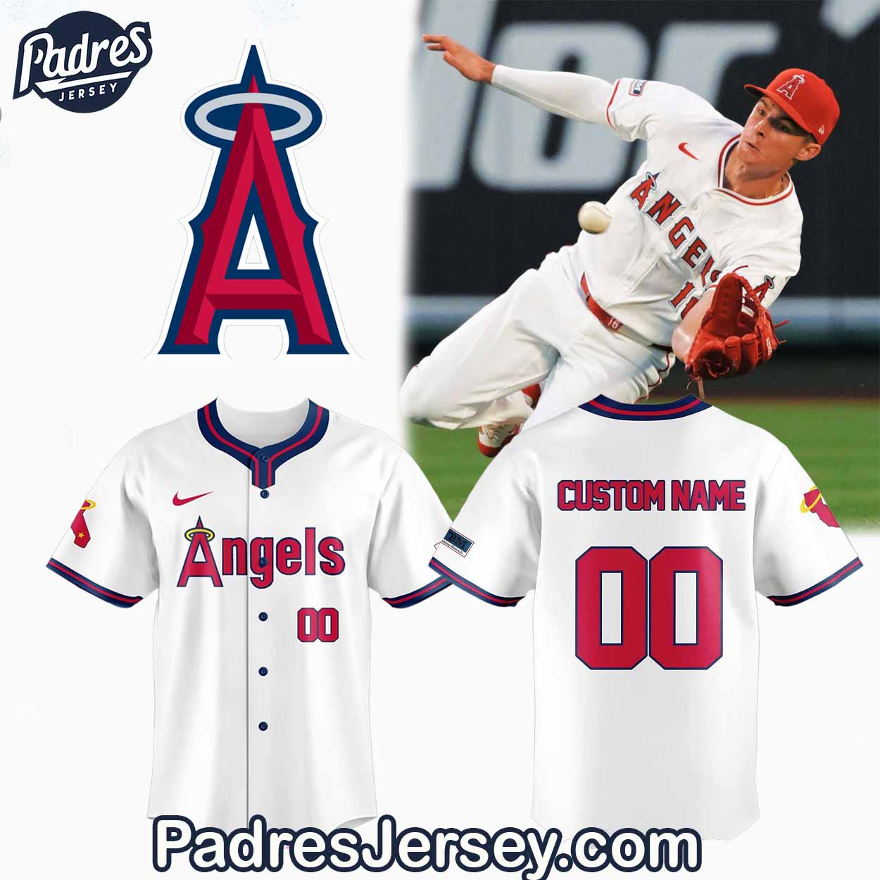 Los Angeles Angels Custom Baseball Jersey Outfit - Padres Jersey Oasis: Elevate Your Baseball Style Game... (Image 1)