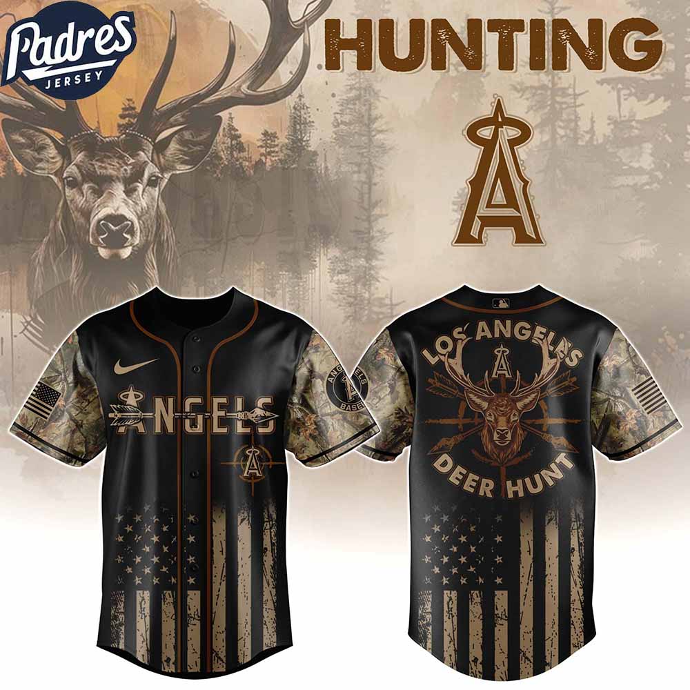Los Angeles Angels MLB X Deer Hunting Personalized Baseball Jersey - Padres Jersey Oasis: Elevate Your Baseball... (Image 1)