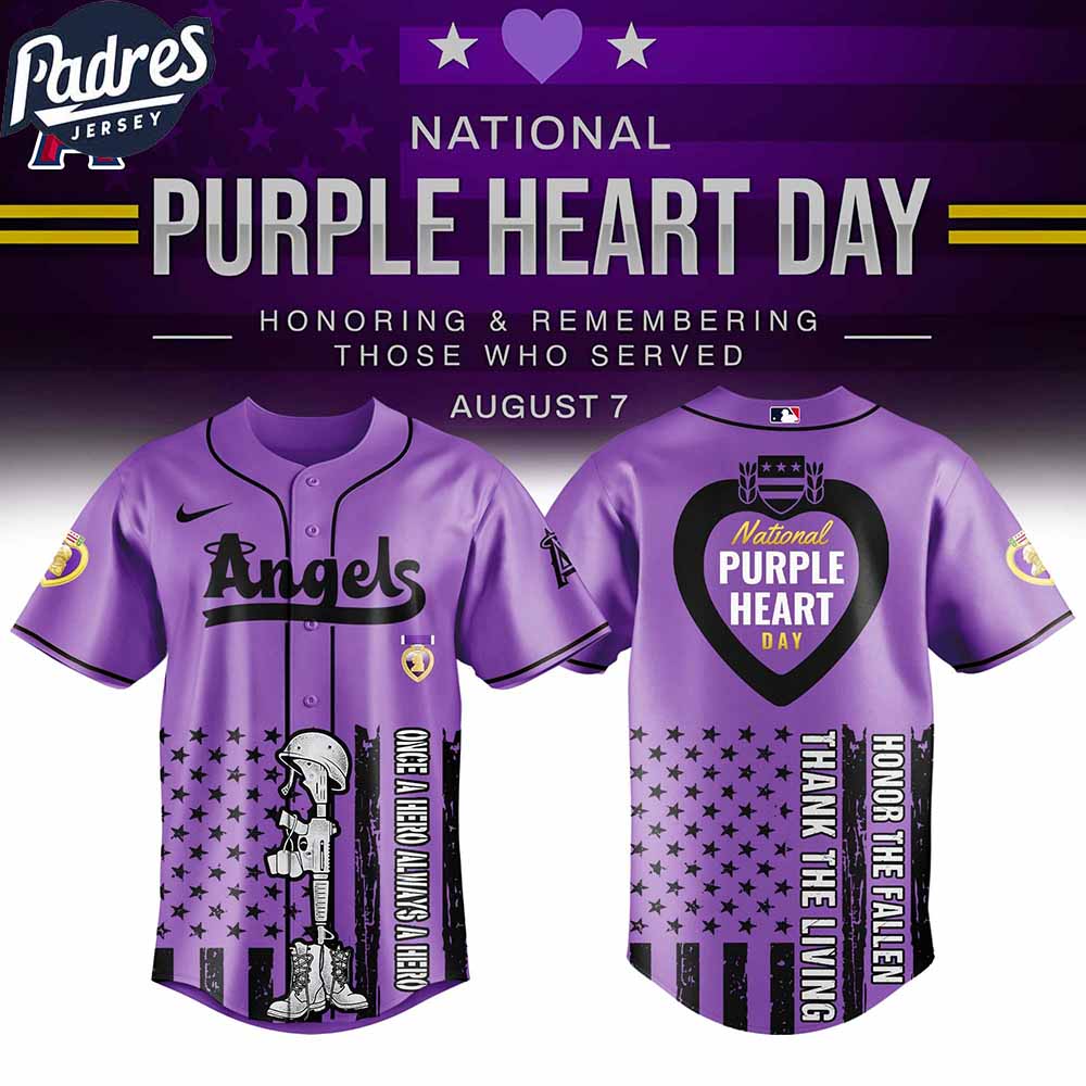 Los Angeles Angels MLB X Purple Heart Day Personalized Baseball Jersey - Padres Jersey Oasis: Elevate Your Baseball Style...