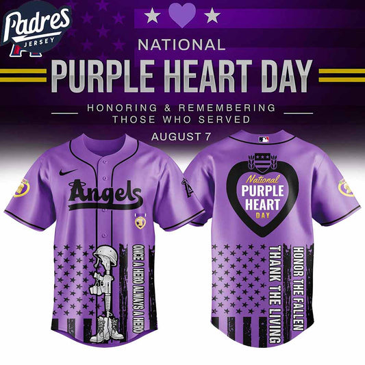 Los Angeles Angels MLB X Purple Heart Day Personalized Baseball Jersey - Padres Jersey Oasis: Elevate Your Baseball Style...