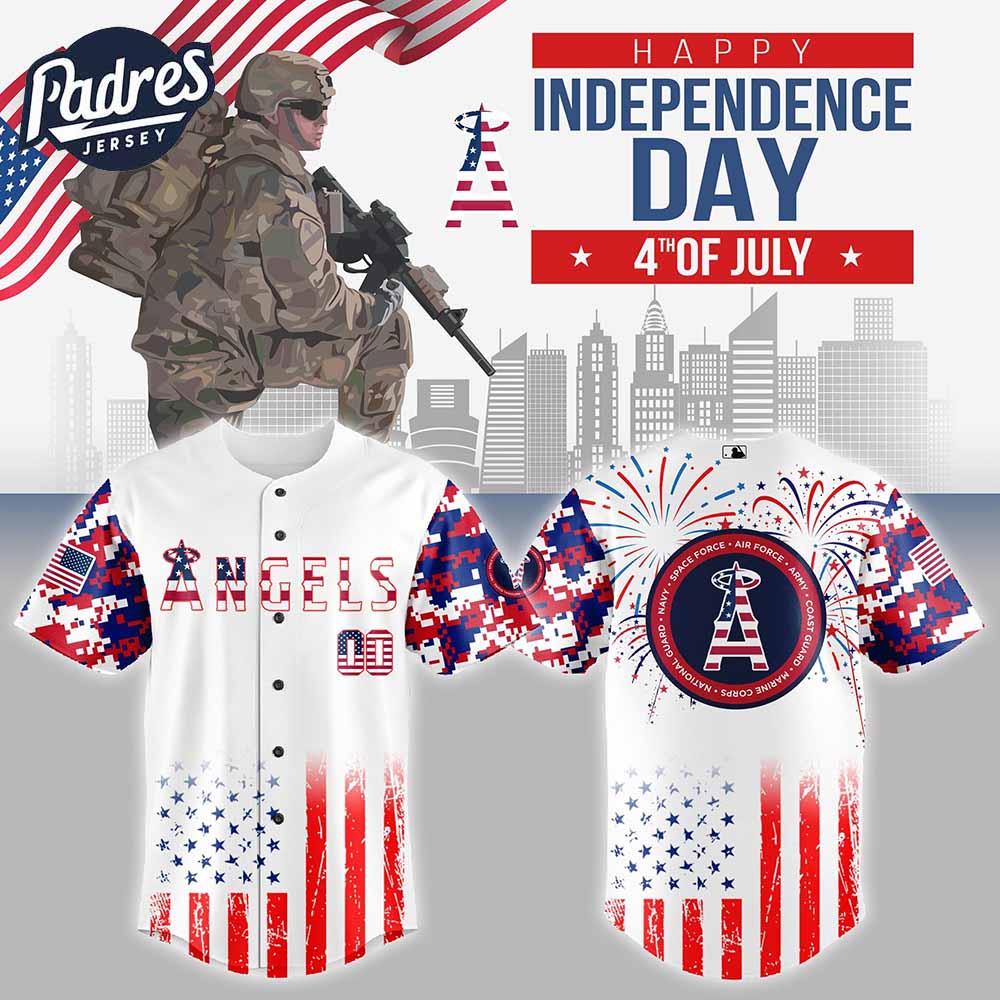 Los Angeles Angels MLB X The 4th Of July X Military Personalized Baseball Jersey - Padres Jersey Oasis: Elevate Your...