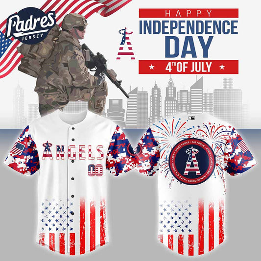 Los Angeles Angels MLB X The 4th Of July X Military Personalized Baseball Jersey - Padres Jersey Oasis: Elevate Your...