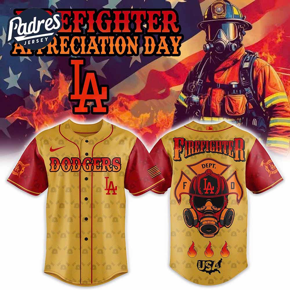 Los Angeles Dodgers Firefighter Appreciation Day Baseball Jersey - Padres Jersey Oasis: Elevate Your Baseball Style Game...