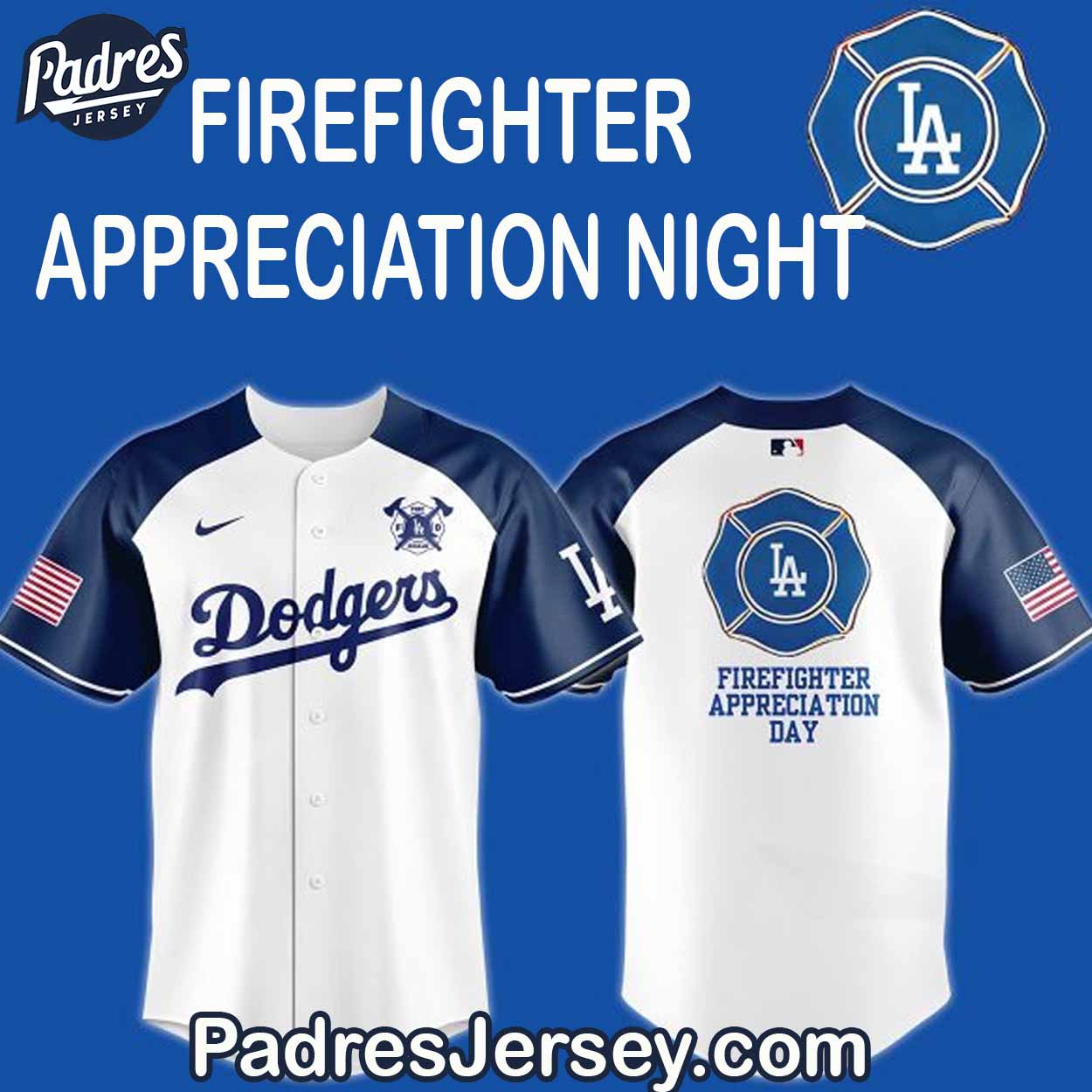 Los Angeles Dodgers Firefighter Appreciation Night Baseball Jersey Outfit - Padres Jersey Oasis: Elevate Your Baseball...