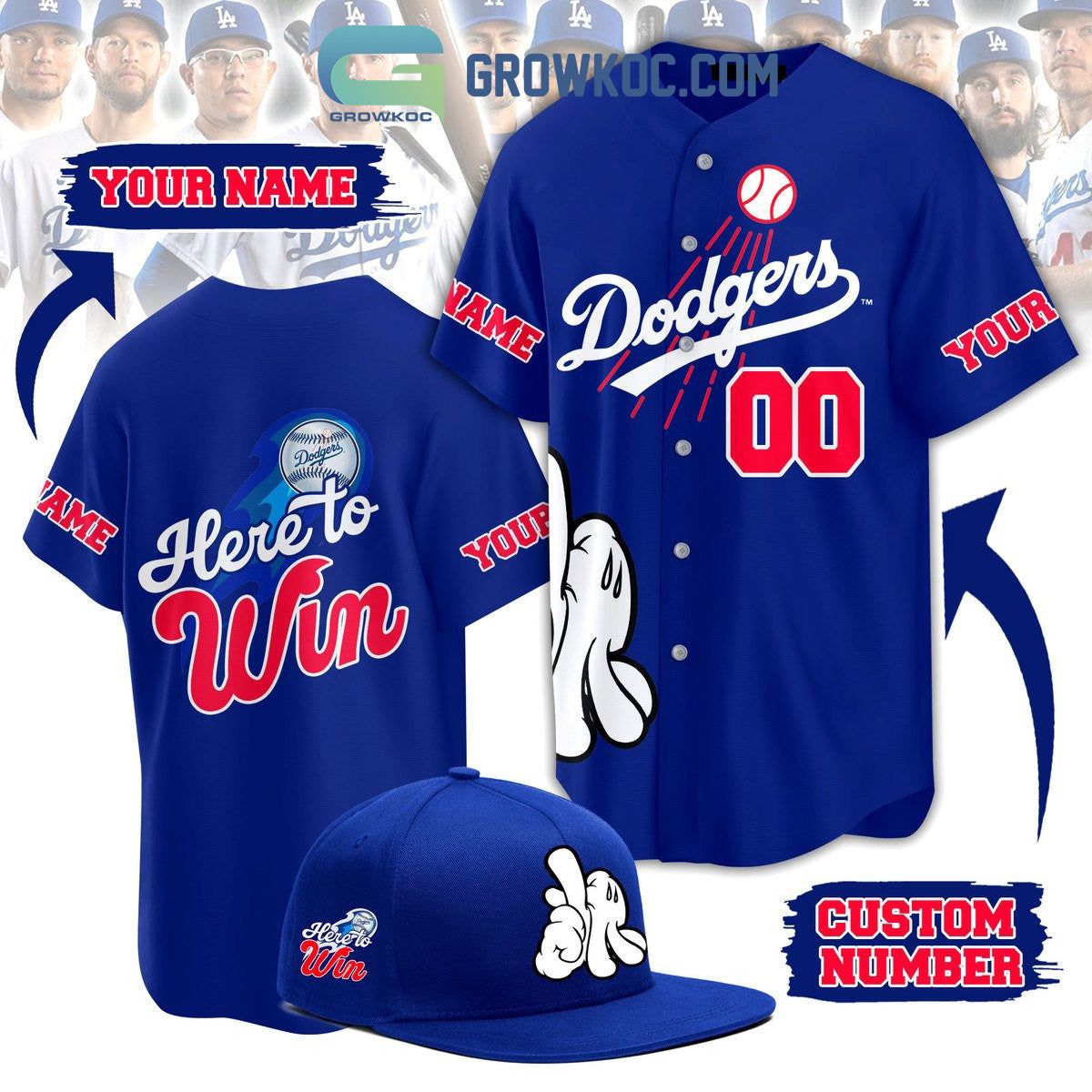 Los Angeles Dodgers Here To Win Personalized Baseball Jersey