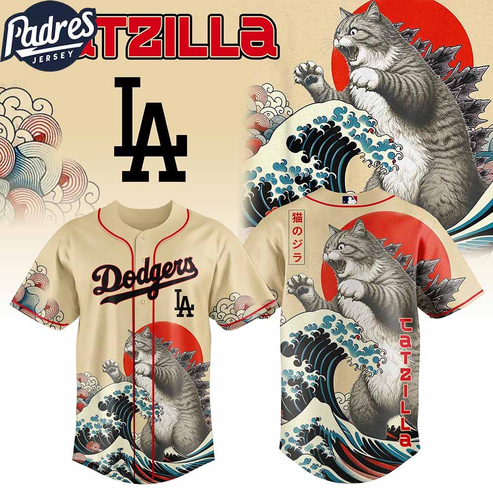 Los Angeles Dodgers MLB X Catzilla Personalized Baseball Jersey - Padres Jersey Oasis: Elevate Your Baseball Style Game...