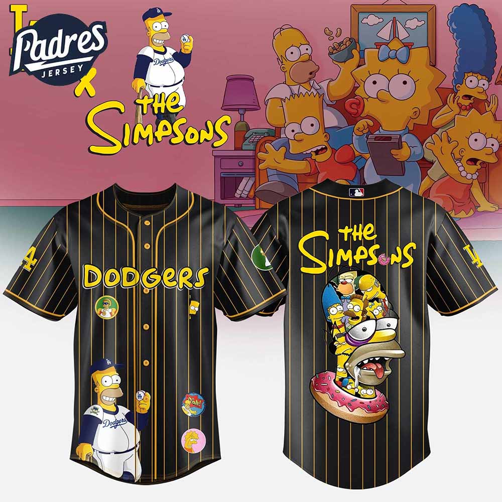 Los Angeles Dodgers MLB x The Simpsons Baseball Jersey Style - Padres Jersey Oasis: Elevate Your Baseball Style... (Image 1)