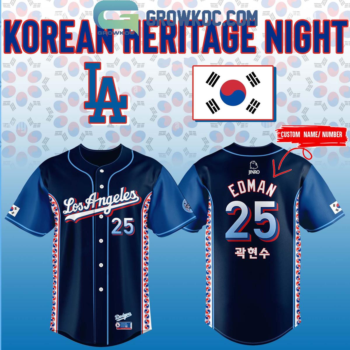 Los Angeles Dodgers x Korean Heritage Night Personalized Baseball Jersey