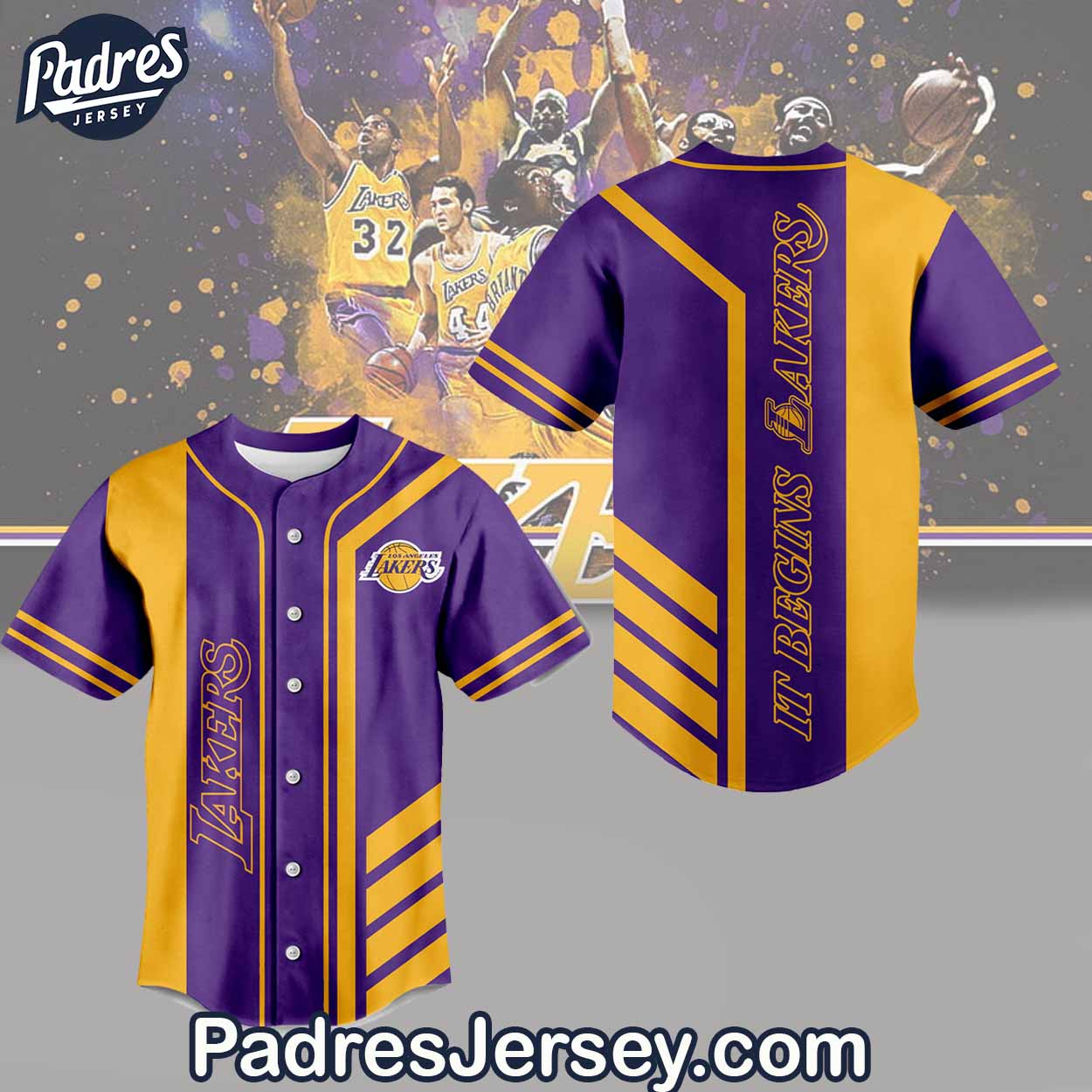 Los Angeles Lakers Baseball Jersey Outfit - Padres Jersey Oasis: Elevate Your Baseball Style Game T-Shirts,... (Image 1)
