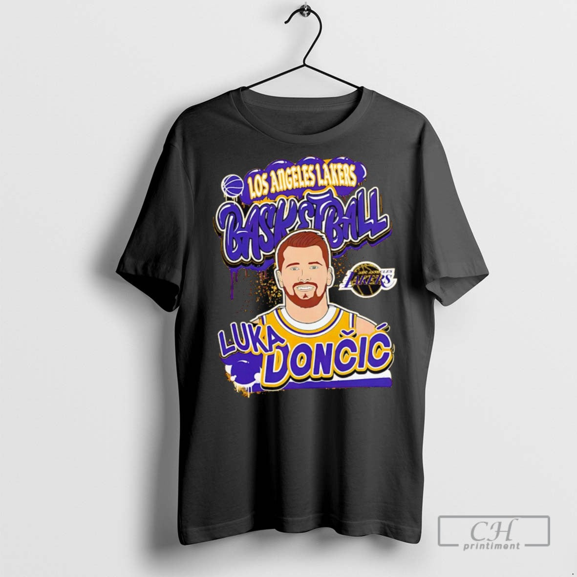 Los Angeles Lakers Luka Doncic 77 Yellow Baller Art T Shirts