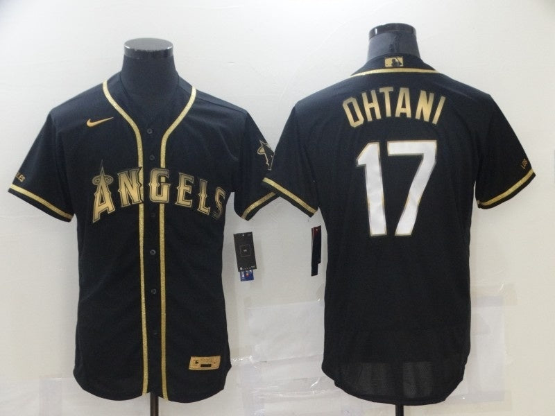 Los Angeles Angels #17 Shohei Ohtani Black Gold Edition Elite Adult 221