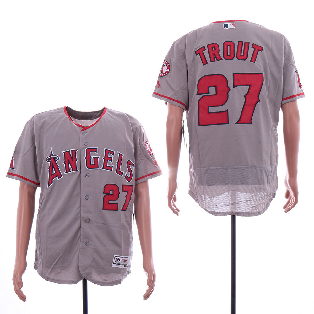 Los Angeles Angels #27 Mike Trout Angels 27 Gray Elite