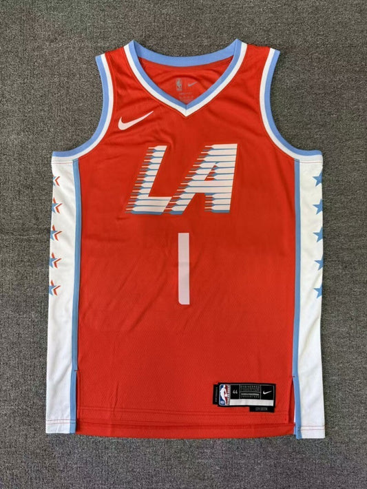 Los Angeles Clippers #1 James Harden 26 Season Clippers Team City Orange Red Style 2