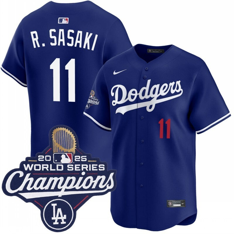 Los Angeles Dodgers #11 Roki Sasaki alternate royal limited 2025 world series champions jersey