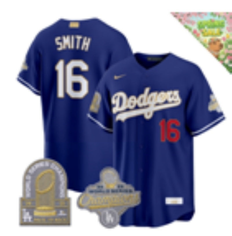 Los Angeles Dodgers #16 Will Smith Dodgers Blue Gold V2