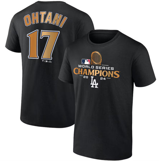 Los Angeles Dodgers #17 Shohei Ohtani Black 2024 World Series Champions Name &