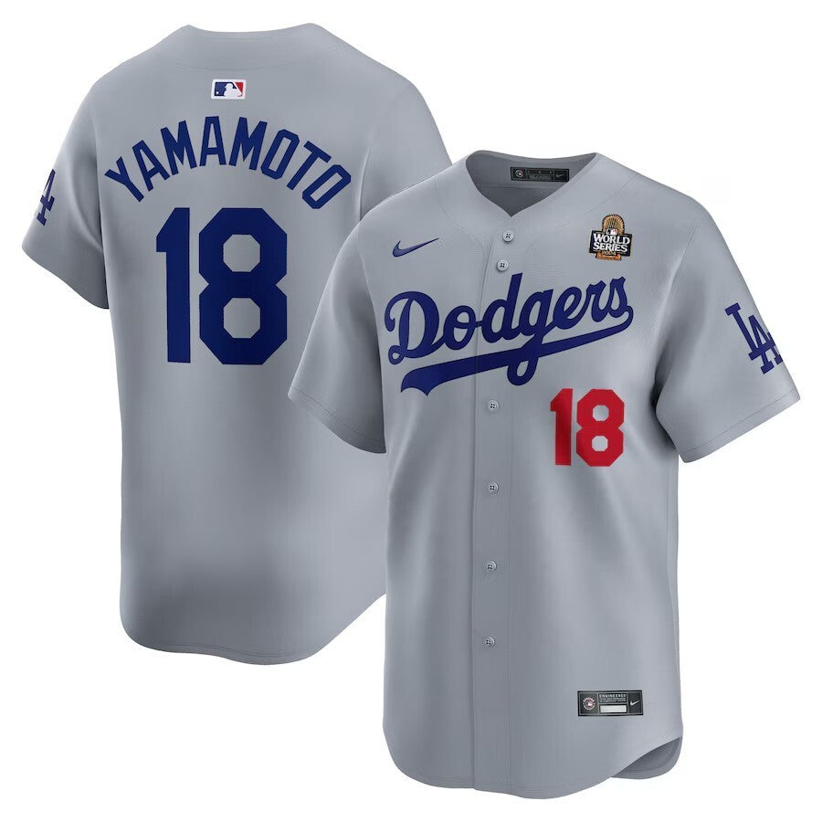 Los Angeles Dodgers #18 Yoshinobu Yamamoto 2024 World Series Alternate Limited Player Jersey - Gray